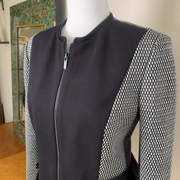 Classiques Entier Size M Zip Wool Blazer Jacket Gray Black Fitted Flattering - Picture 3 of 7